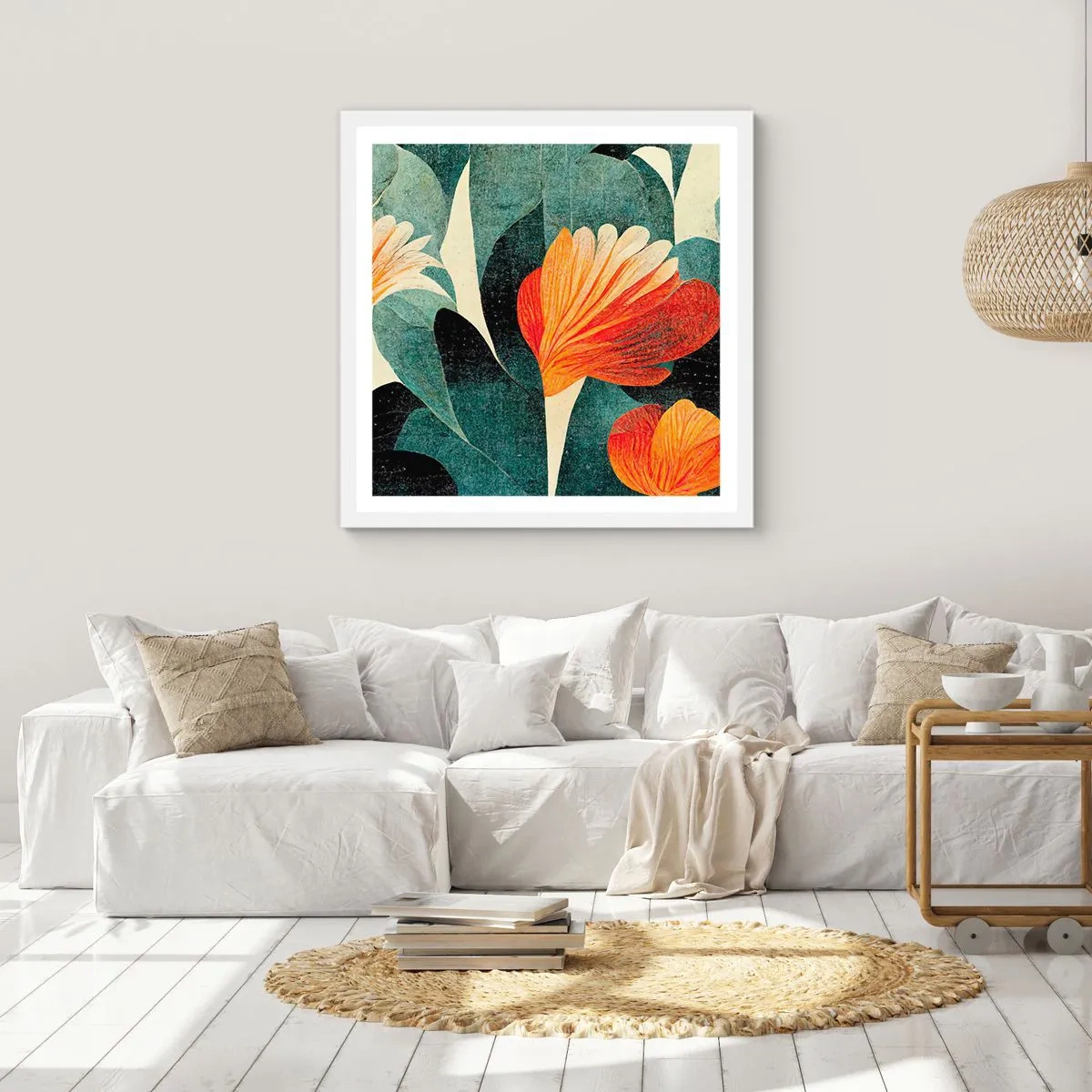 Poster in einem weißen Rahmen - Hitze der Tropen und Kühle des Grüns - 50x50 cm