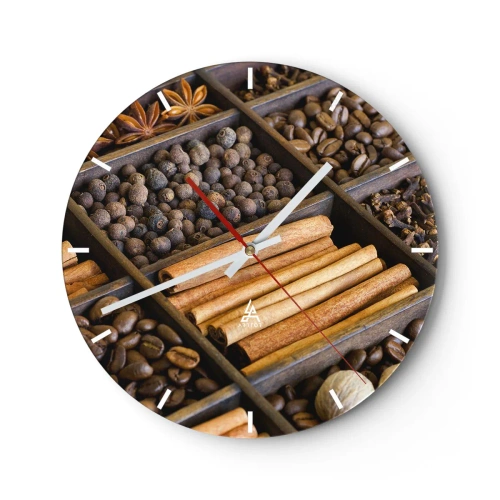 Wanduhr - Glasuhr - Eine Fundgrube an Aromen - 40x40 cm