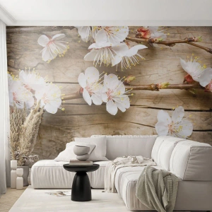 Selbstklebende Fototapete Deluxe Sticker - Und es war Frühling - Blumen, Zweig mit Blumen, Natur - 400x280 cm