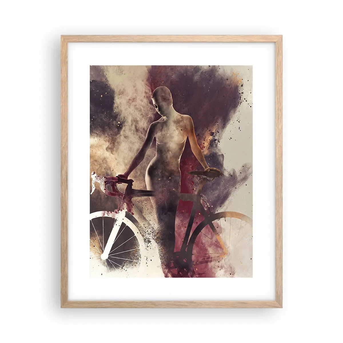 Poster in einem Rahmen aus heller Eiche - Eine Fahrradseele in Marmorformen - 40x50 cm