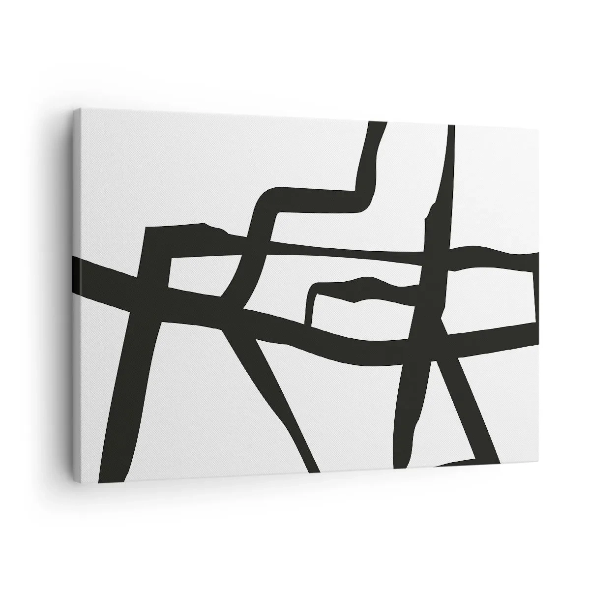 Bild auf Leinwand - Leinwandbild - Minimalistisches Schwarz-Weiß-Muster mit geometrischen Linien - 70x50cm - Schwarz-Weiß-Design - Moderne Wanddekoration für Wohnzimmer und Schlafzimmer ARTTOR
