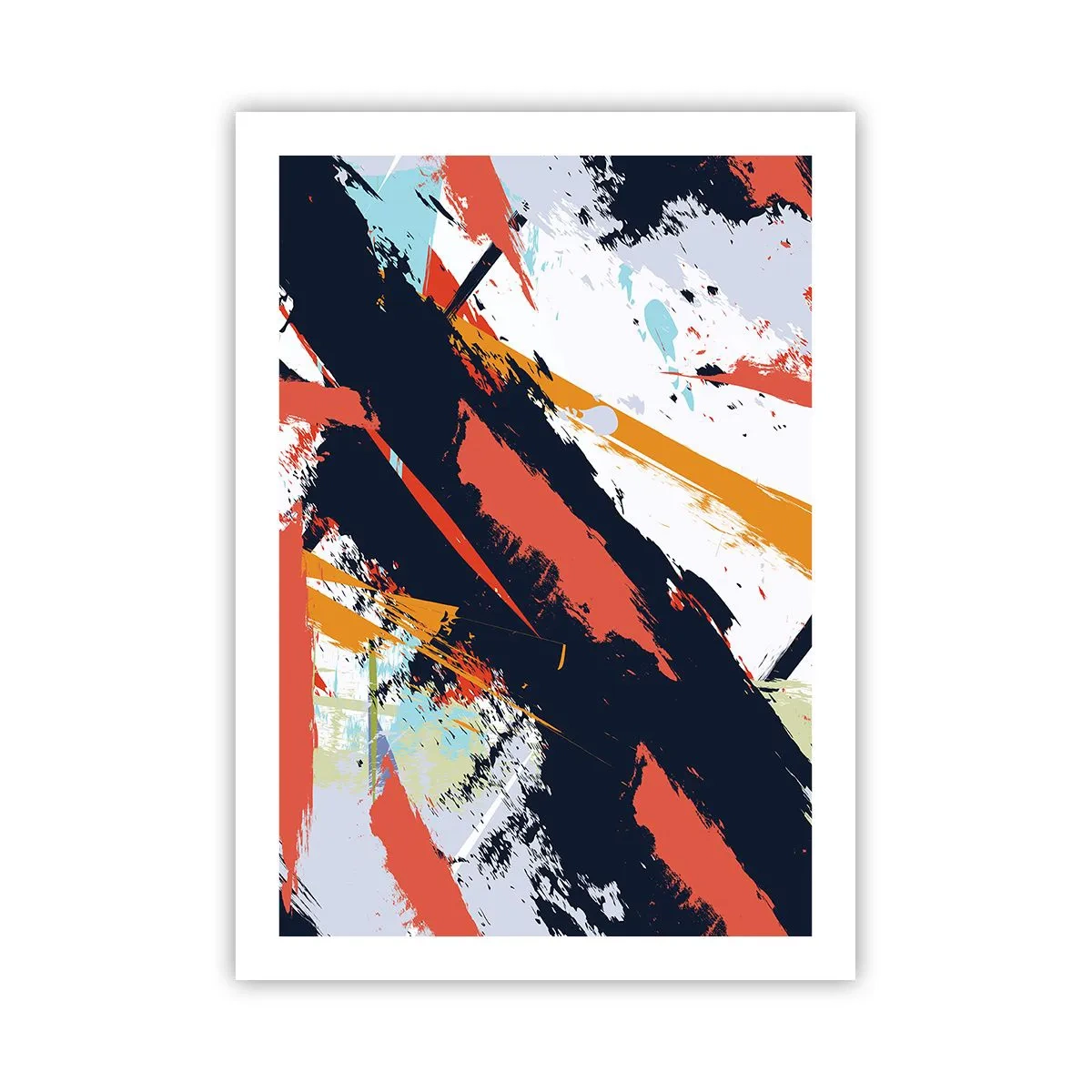 Poster - Abstrakte Komposition mit dynamischen Pinselstrichen. - 50x70cm - Dynamische Komposition - Moderne Wanddekoration für Wohnzimmer und Schlafzimmer ARTTOR