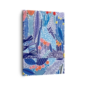 Bild auf Leinwand - Leinwandbild - Ein farbenfrohes Pflanzenmotiv im modernen Grafikstil - 50x70cm - Hawaiianischer Garten - Moderne Wanddekoration für Wohnzimmer und Schlafzimmer ARTTOR