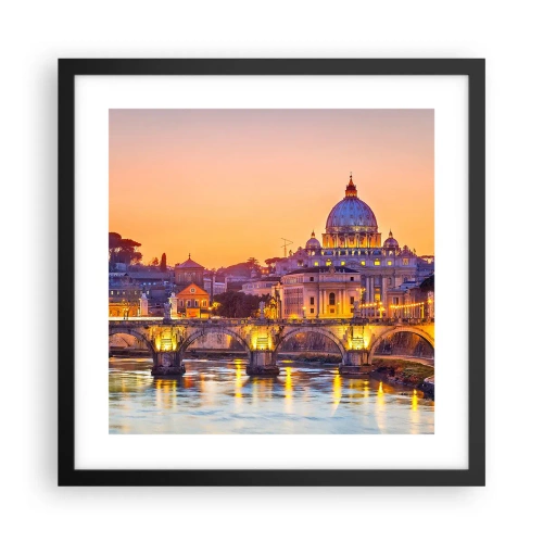 Poster in einem schwarzem Rahmen - Sonnenuntergang über der ewigen Stadt - 40x40 cm