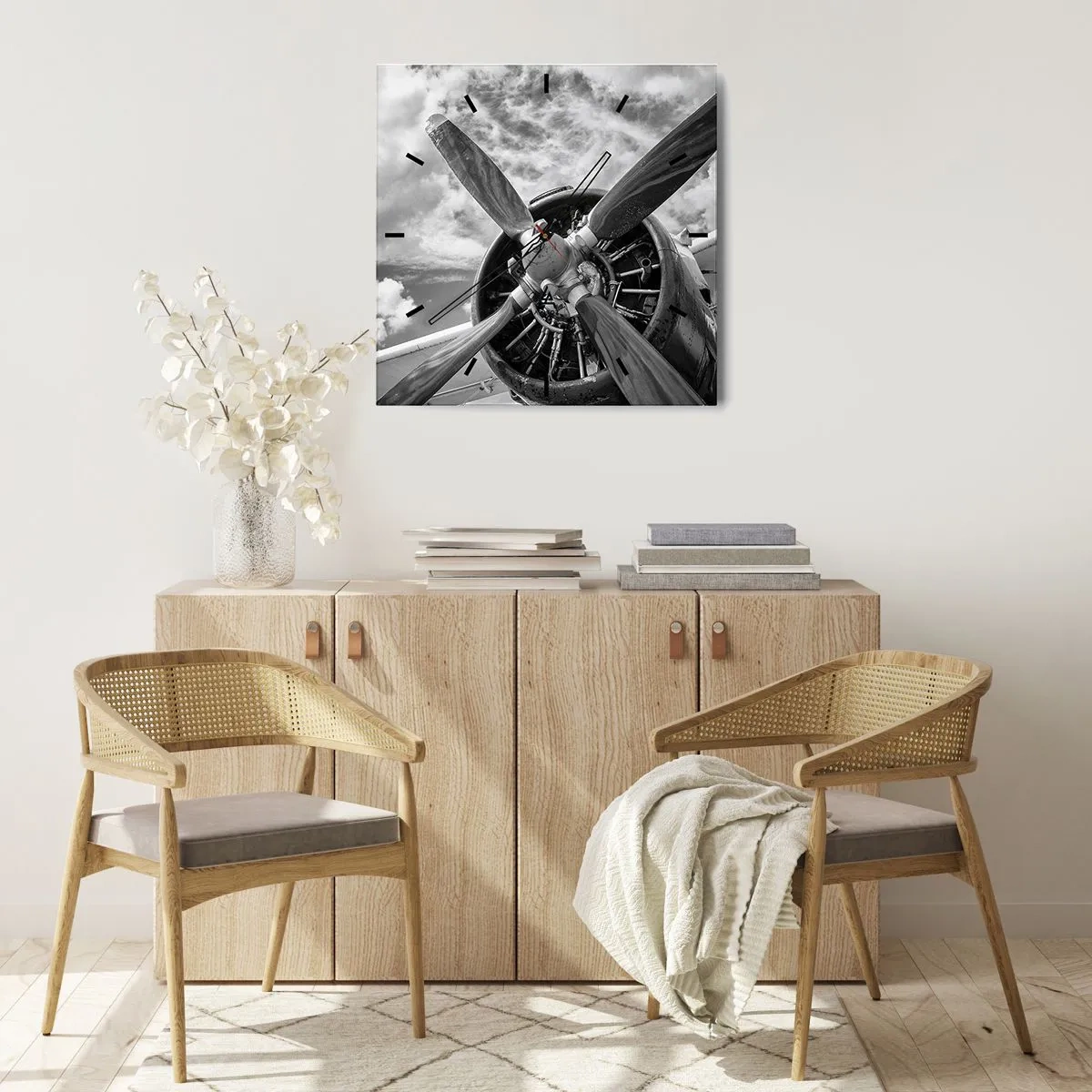 Wanduhr - Glasuhr - Eroberer der Lüfte - 40x40 cm