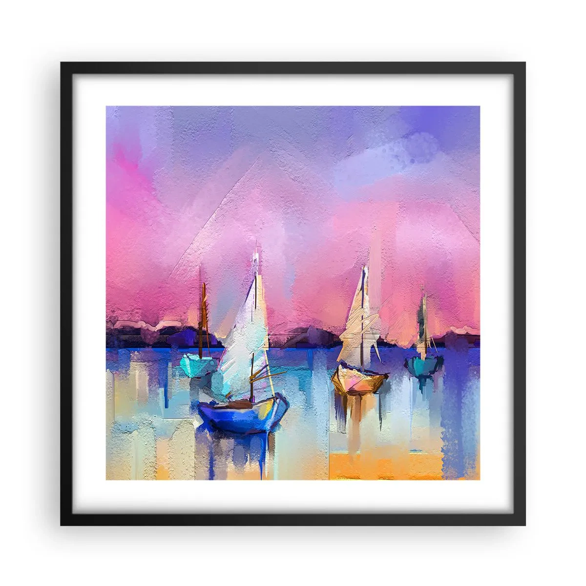 Poster in einem schwarzem Rahmen - Richtung: breites Wasser - 50x50 cm