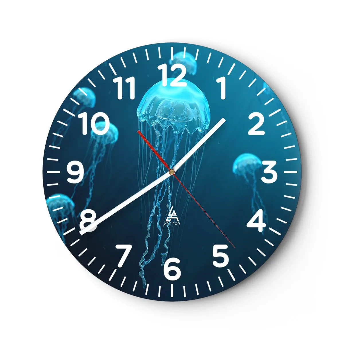 Wanduhr - Glasuhr - Ozeantanz - 30x30 cm