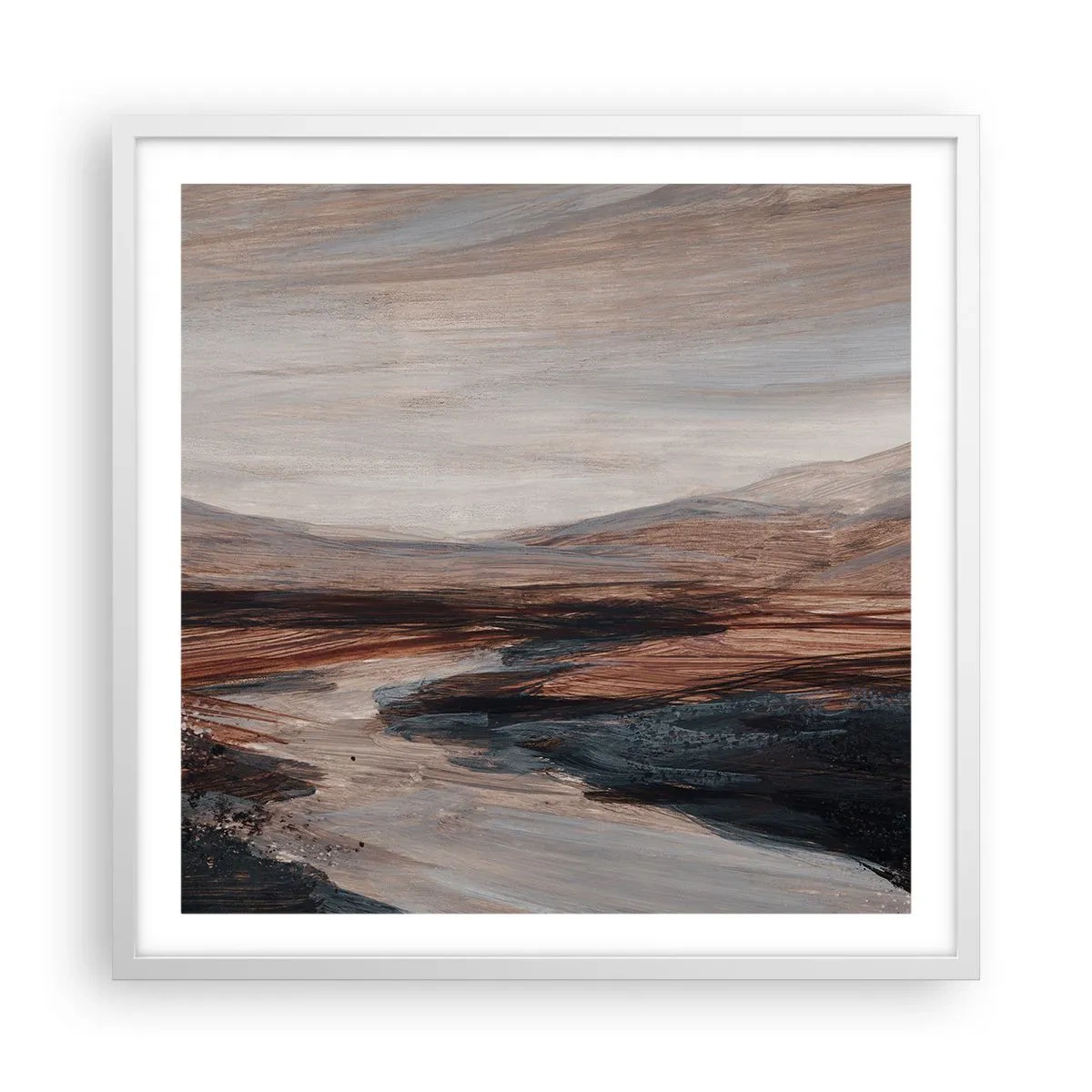 Poster in einem weißen Rahmen - Ruhiges Tal - 60x60 cm