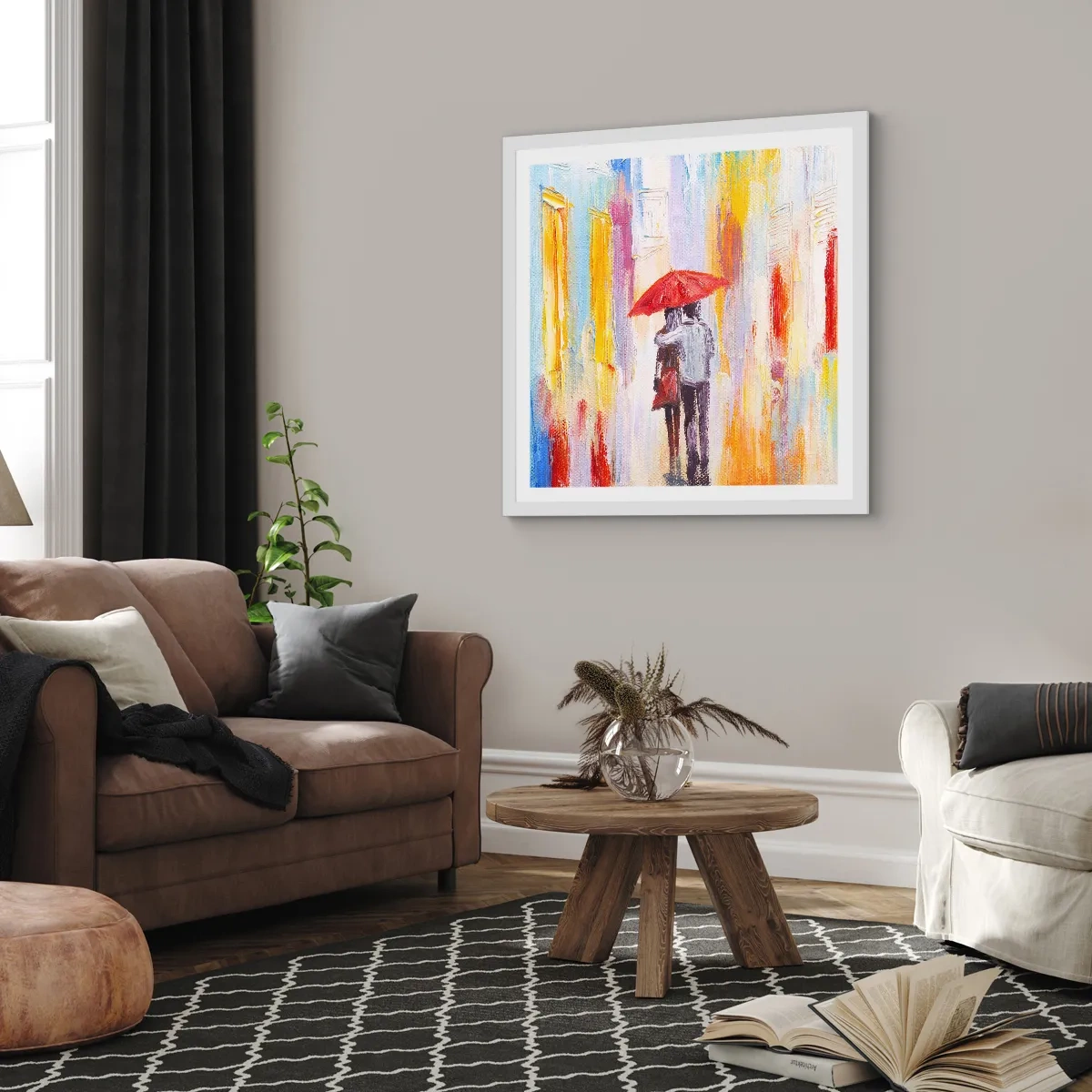 Poster in einem weißen Rahmen - Lass es weiter regnen - 30x30 cm