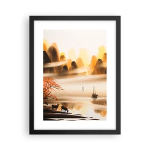 Poster in einem schwarzem Rahmen - Weiter als im Fernosten - 30x40 cm