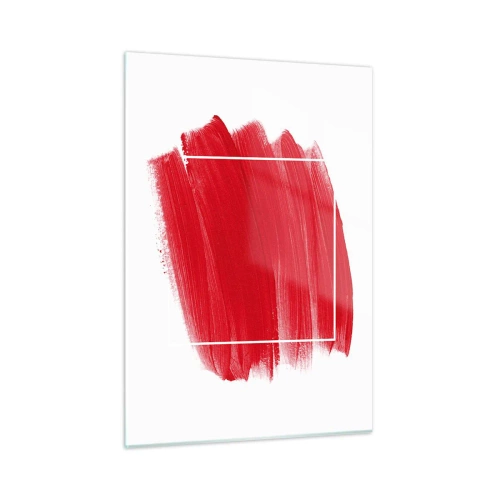 Glasbild - Bild auf glas - Abstrakter roter Fleck mit weißem Rahmen - 50x70cm - Aus dem Rahmen - Moderne Wanddekoration für Wohnzimmer und Schlafzimmer ARTTOR