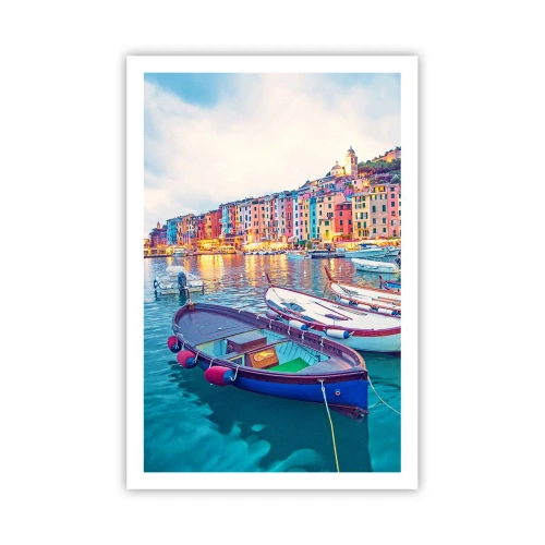 Poster - Bunter Abend im Hafen - 61x91 cm