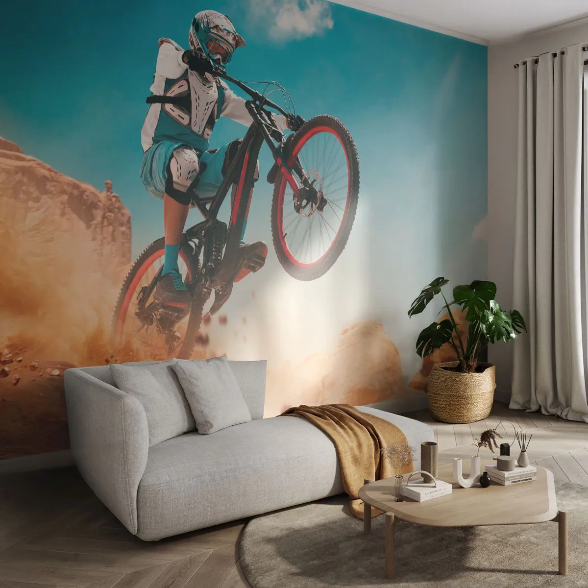 Fototapete Premium Sand - Fahrrad-Wahnsinn-Dämon - Fahrrad, Geschwindigkeit, Sportwettkämpfe - 100x70 cm