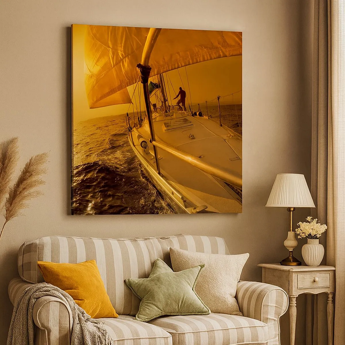 Bild auf Leinwand - Leinwandbild - Ein goldener Abend nach einem bunten Tag - 30x30 cm