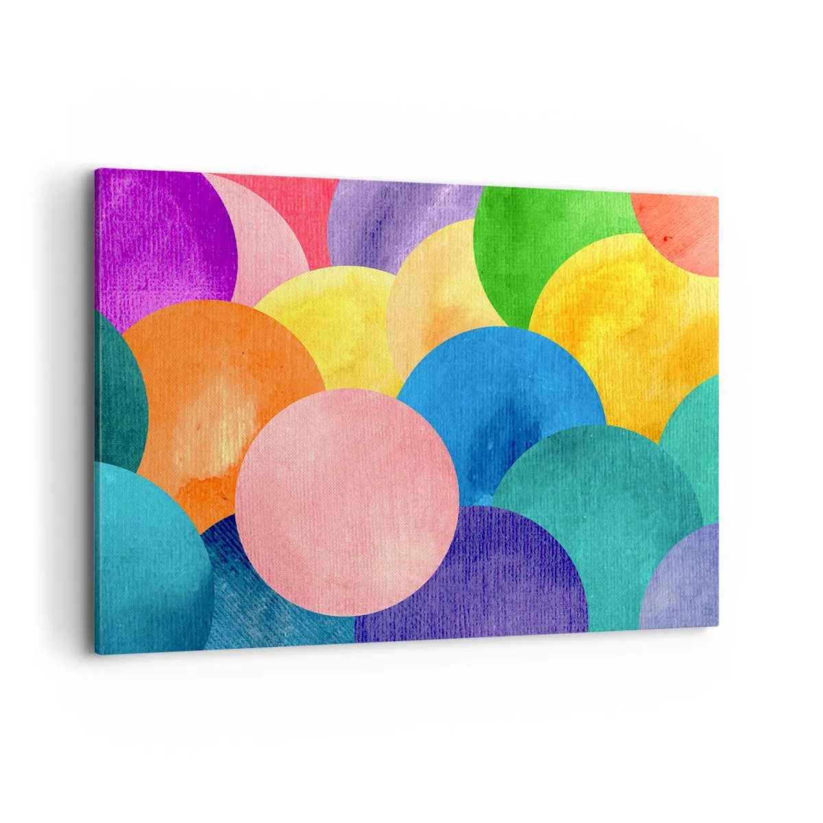 Bild auf Leinwand - Leinwandbild - Bunte Kreise im Aquarellstil - 100x70cm - Die ursprüngliche Fülle des Lebens - Moderne Wanddekoration für Wohnzimmer und Schlafzimmer ARTTOR