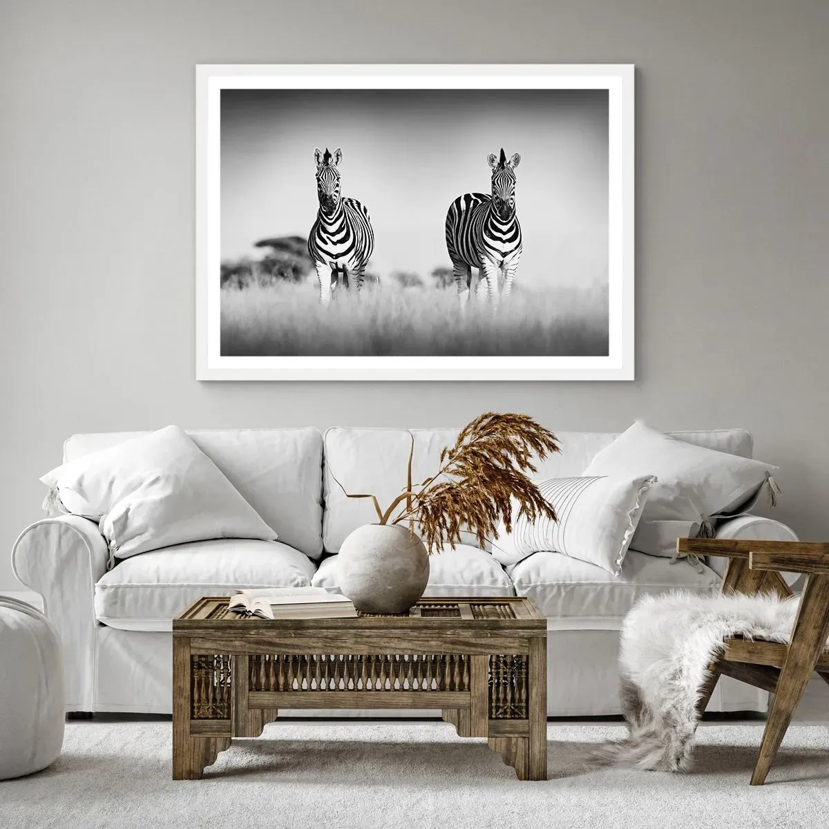 Poster in einem weißen Rahmen - Die Welt ist doch schwarz-weiß - 40x30 cm