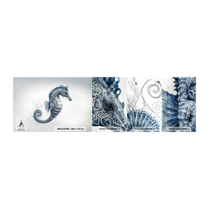 Fototapetenmuster Standard Eco - Subtiler Witz der Natur - Seepferdchen, Strand, Korallenriff - 100x30 cm