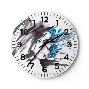 Wanduhr - Glasuhr - Sinnliches Portrait in Grau und Blau - 30x30 cm