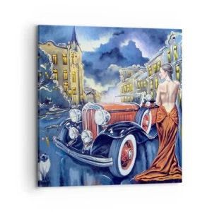 Bild auf Leinwand - Leinwandbild - Nocturne in Blau und Koralle - 70x70 cm