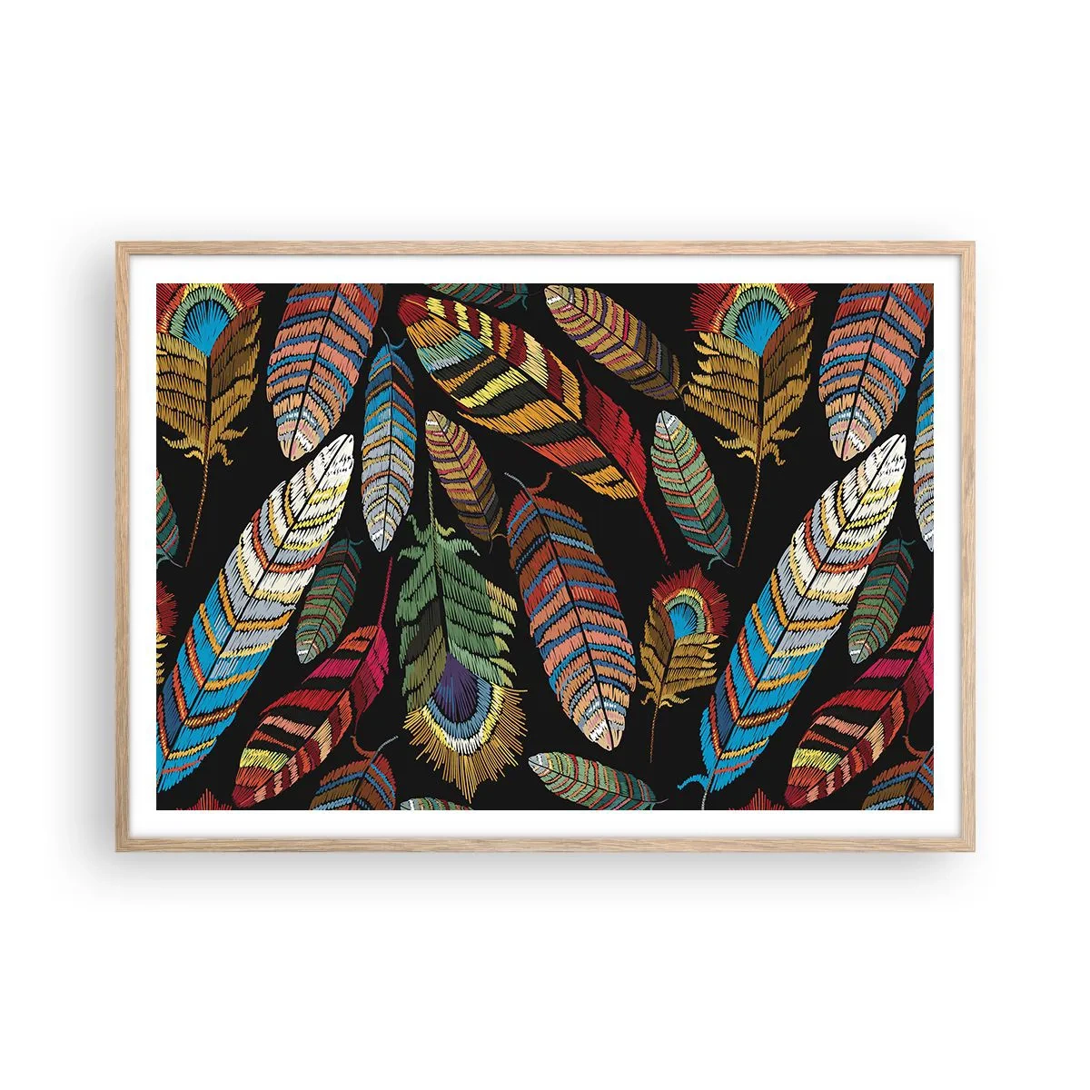 Poster in einem Rahmen aus heller Eiche - Der Vogelkarneval - 100x70 cm