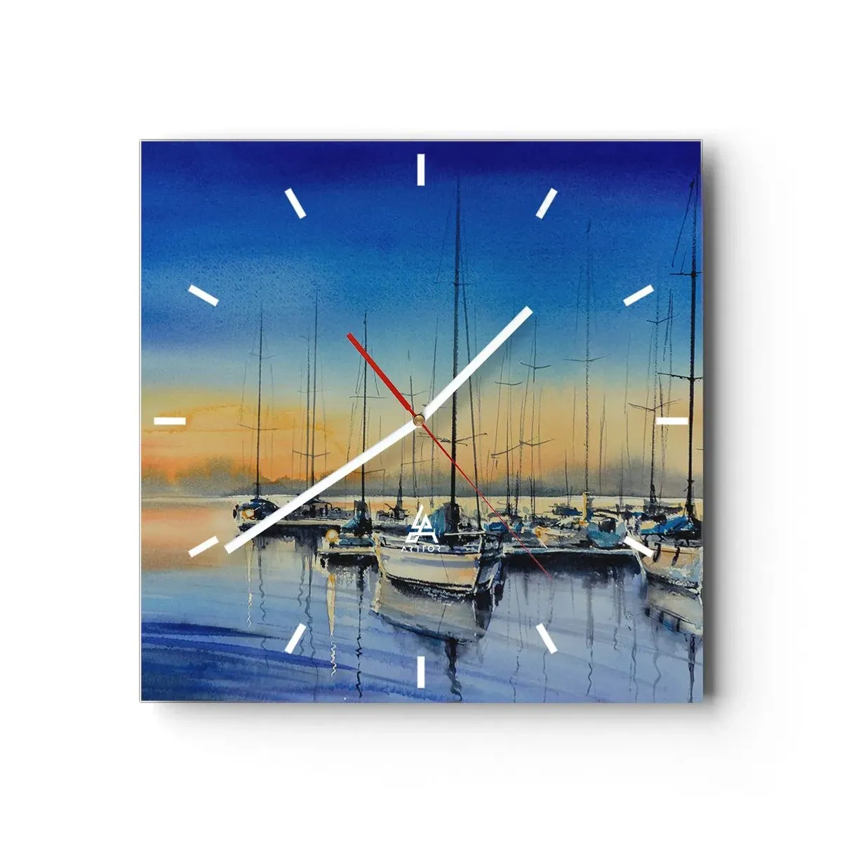 Wanduhr - Glasuhr - Ende eines guten Tages - 40x40 cm
