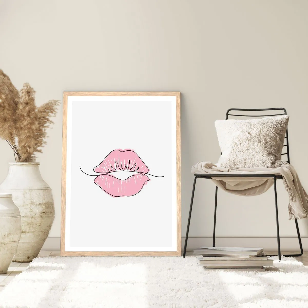 Poster in einem Rahmen aus heller Eiche - Bereit zum Küssen? - 40x50 cm