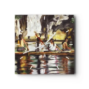 Wanduhr - Glasuhr - In einem polynesischen Paradies - 40x40 cm