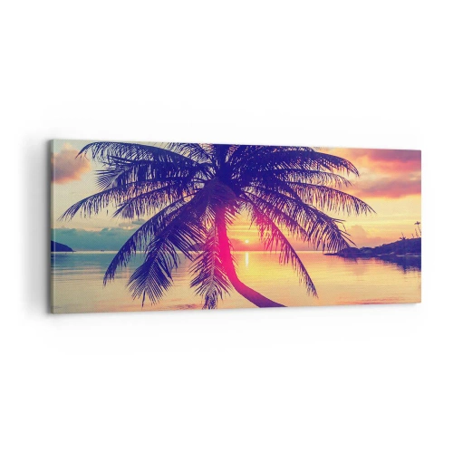 Bild auf Leinwand - Leinwandbild - Abend unter Palmen - 100x40 cm