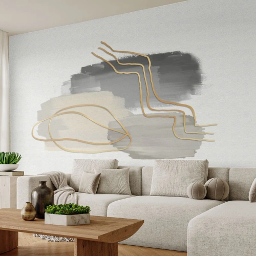Fototapete Premium Sand - Eine abstrakte Komposition in Grau- und Goldtönen. - 100x70cm - Dauer und Bewegung - Moderne Wanddekoration für Wohnzimmer und Schlafzimmer ARTTOR