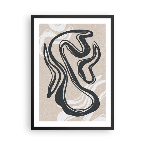 Poster in einem schwarzem Rahmen - Abstrakte Linie auf beigem Hintergrund - 50x70cm - Vervielfachter Ausdruck - Moderne Wanddekoration für Wohnzimmer und Schlafzimmer ARTTOR