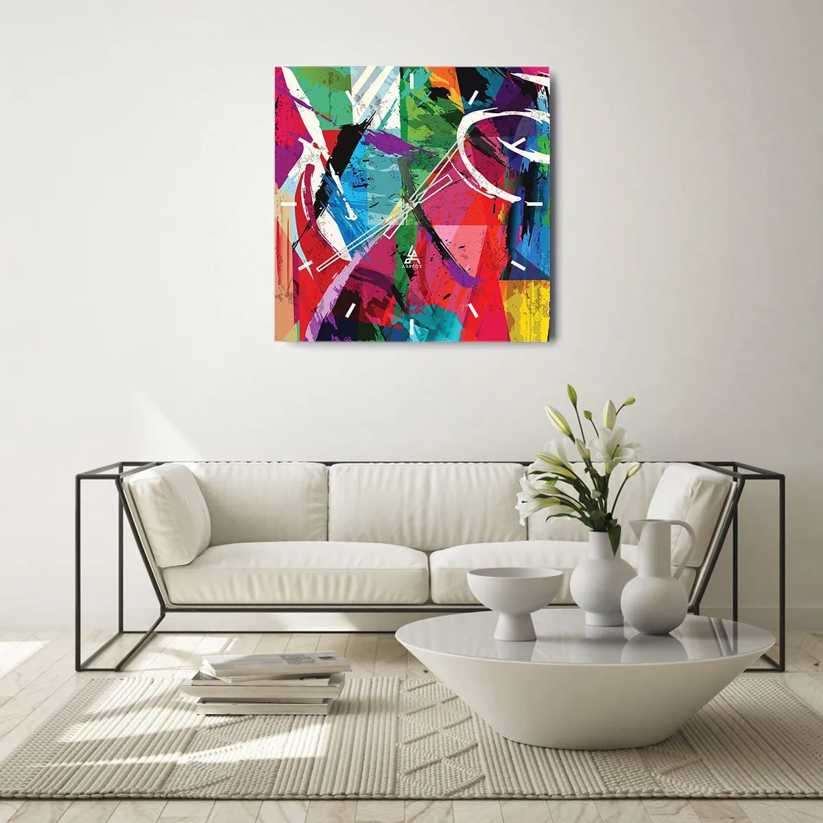 Wanduhr - Glasuhr - Schnell, spritzig und springt - 40x40 cm