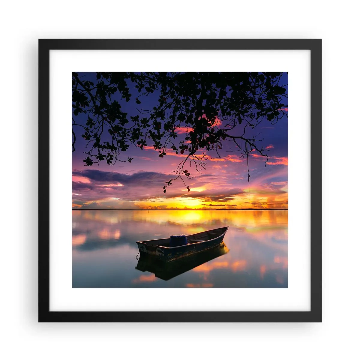 Poster in einem schwarzem Rahmen - Du scheinst mitten am Himmel zu hängen... - 40x40 cm