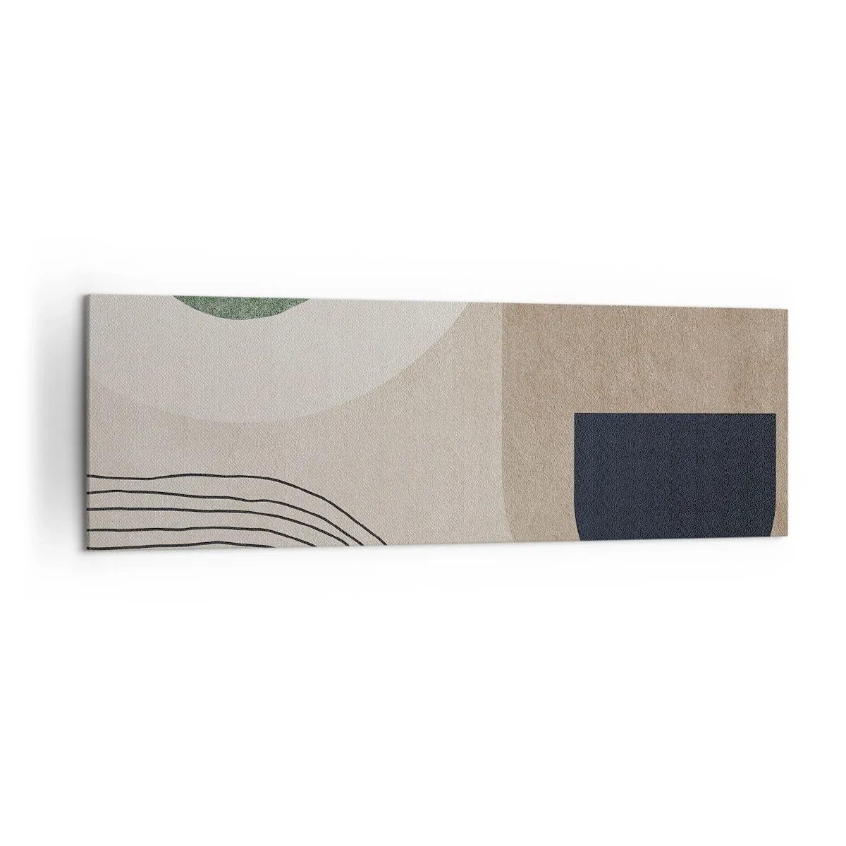Bild auf Leinwand - Leinwandbild - Geometrische Formen in Beige- und Grüntönen - 160x50cm - Sanftheit des Ovals - Moderne Wanddekoration für Wohnzimmer und Schlafzimmer ARTTOR