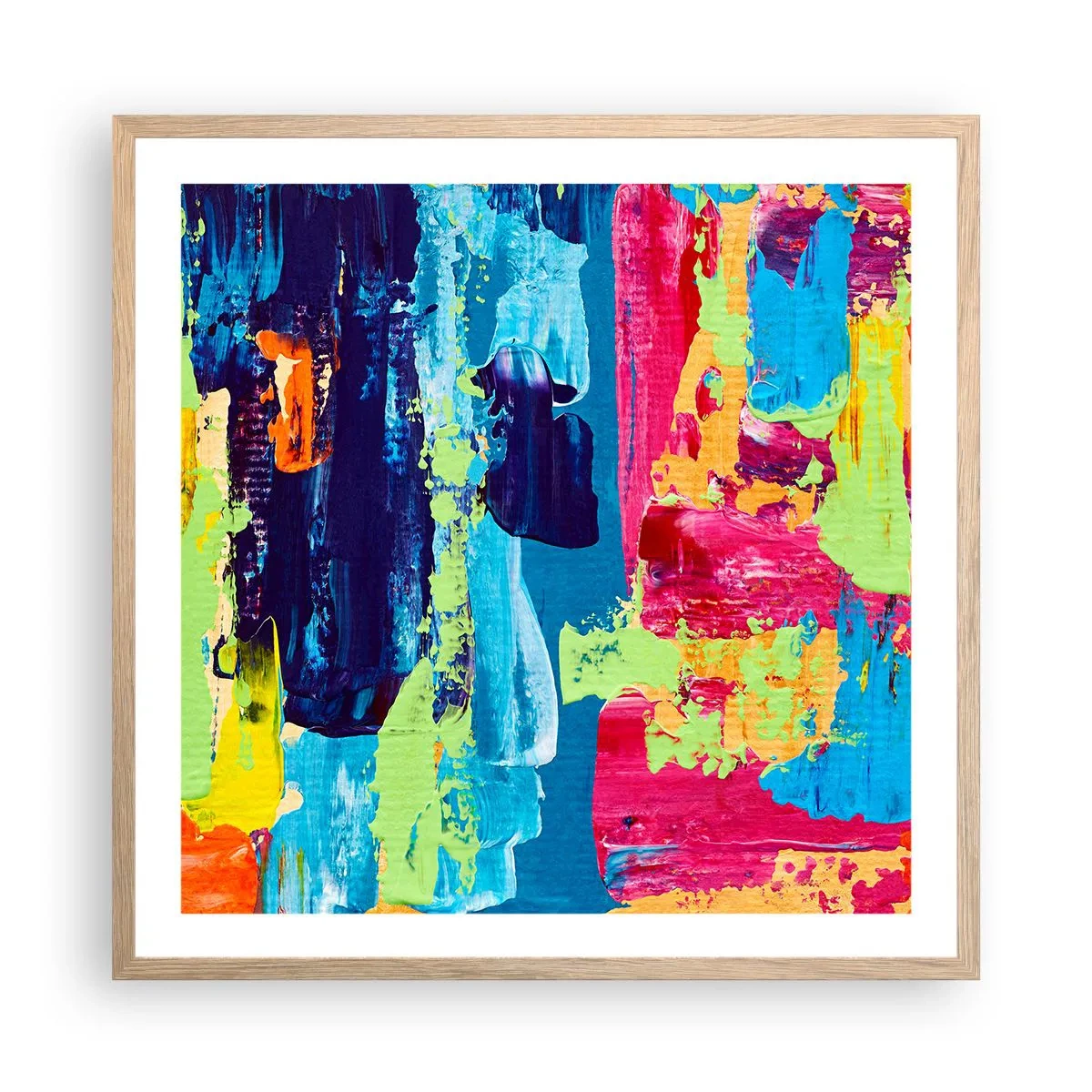 Poster in einem Rahmen aus heller Eiche - Das Leben ist wunderschoen! - 60x60 cm