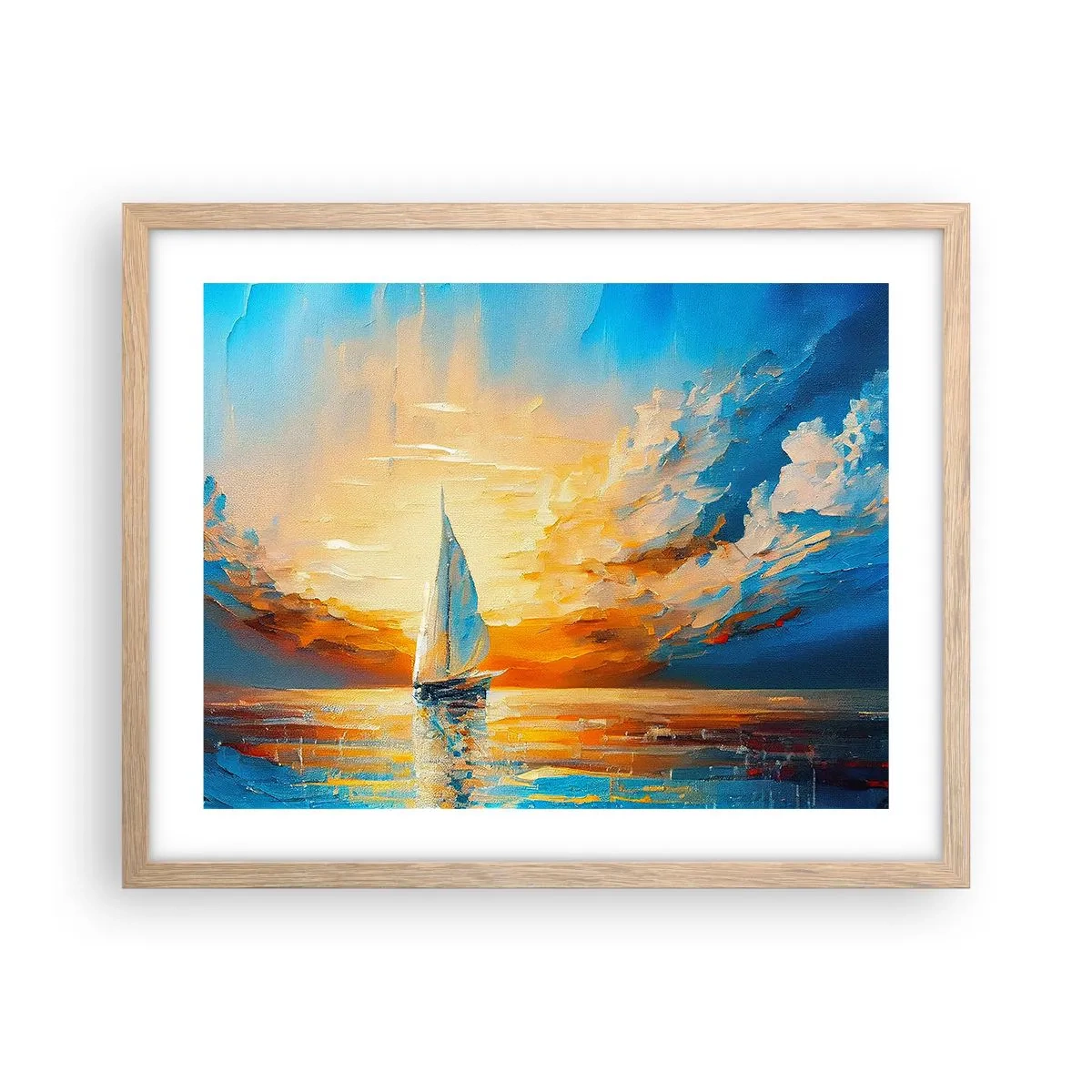 Poster in einem Rahmen aus heller Eiche - In Gold segeln - 50x40 cm