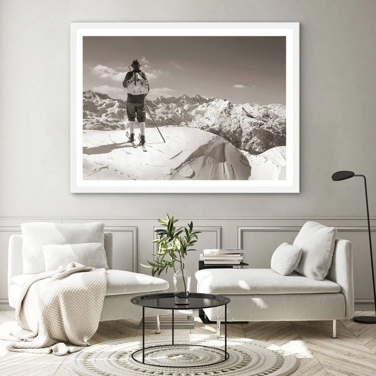 Poster in einem weißen Rahmen - Und die Berge bleiben unverändert - 100x70 cm