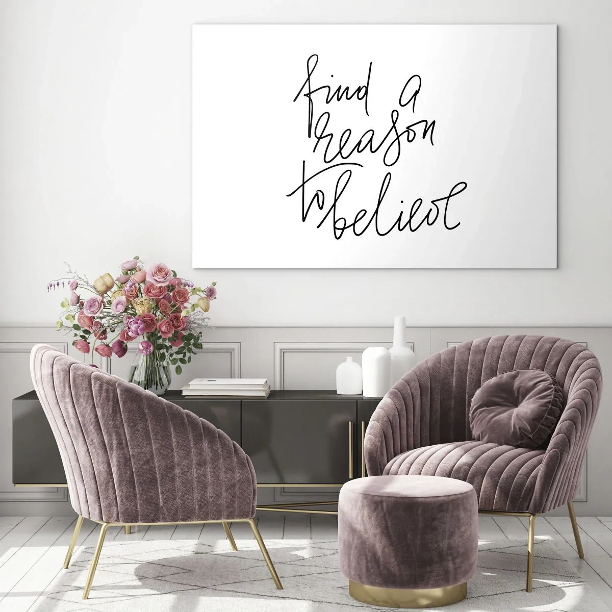 Glasbild - Bild auf glas - Minimalistische Typografie mit einem inspirierenden Zitat - 100x70cm - Es ist möglich - Moderne Wanddekoration für Wohnzimmer und Schlafzimmer ARTTOR