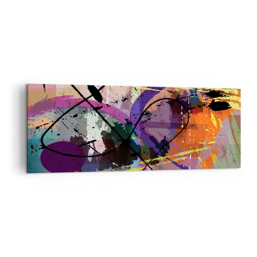 Bild auf Leinwand - Leinwandbild - Ein farbenfrohes abstraktes Muster mit dynamischen Linien und Formen. - 140x50cm - Du kannst geradeaus oder umhergehen - Moderne Wanddekoration für Wohnzimmer und Schlafzimmer ARTTOR