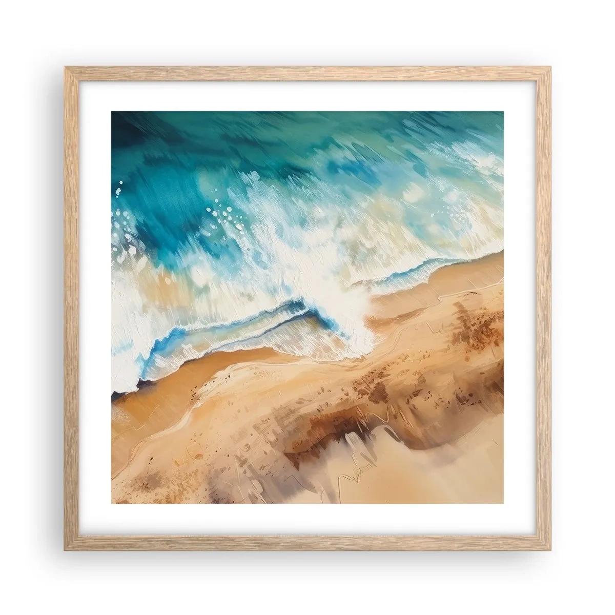 Poster in einem Rahmen aus heller Eiche - Zurückkehrende Welle - 50x50 cm