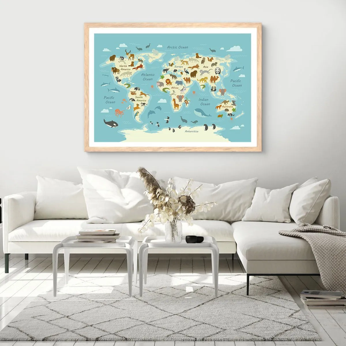 Poster in einem Rahmen aus heller Eiche - Gute Nachbarn - 50x40 cm