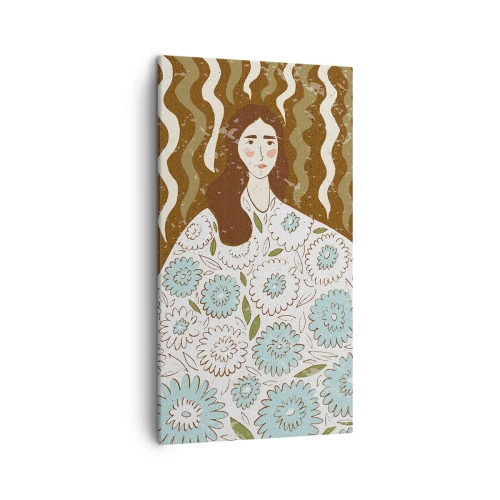 Bild auf Leinwand - Leinwandbild - Porträt im floralen Gewand - 45x80 cm