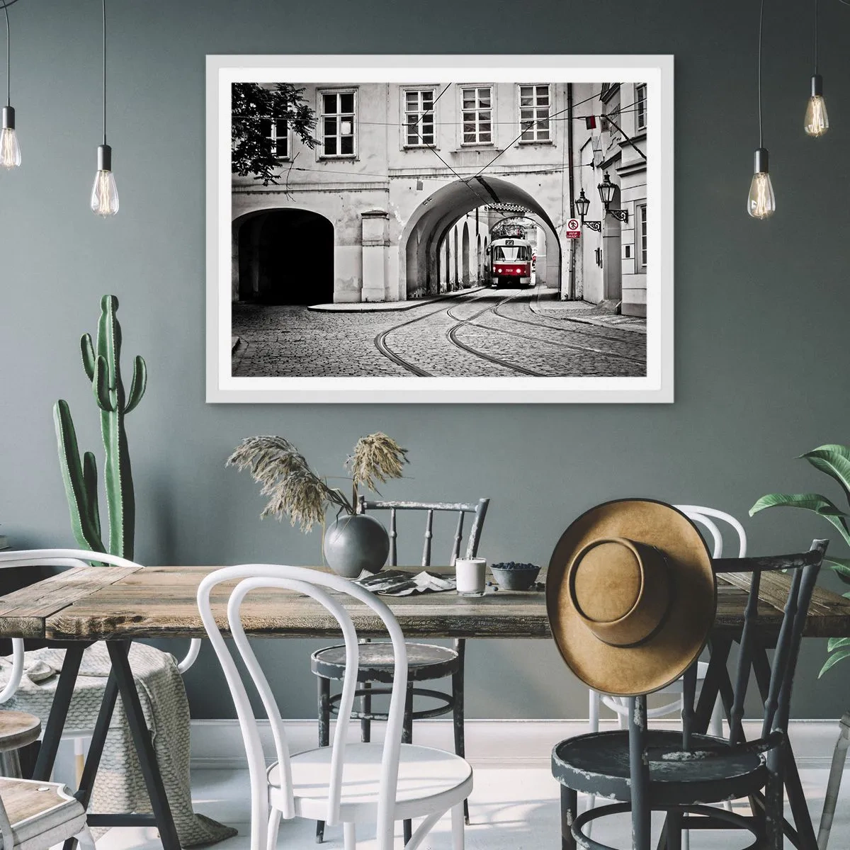 Poster in einem weißen Rahmen - Durch das Stadtlabyrinth - 70x50 cm