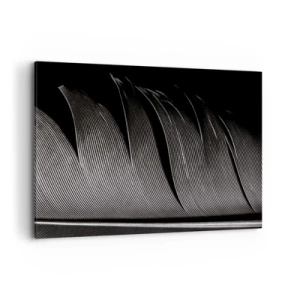 Bild auf Leinwand - Leinwandbild - Schwarz-weiße Federstruktur im minimalistischen Stil - 120x80cm - Stift – ein wunderbares Design - Moderne Wanddekoration für Wohnzimmer und Schlafzimmer ARTTOR