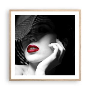 Poster in einem Rahmen aus heller Eiche - Eine Studie in Scharlachrot - 60x60 cm