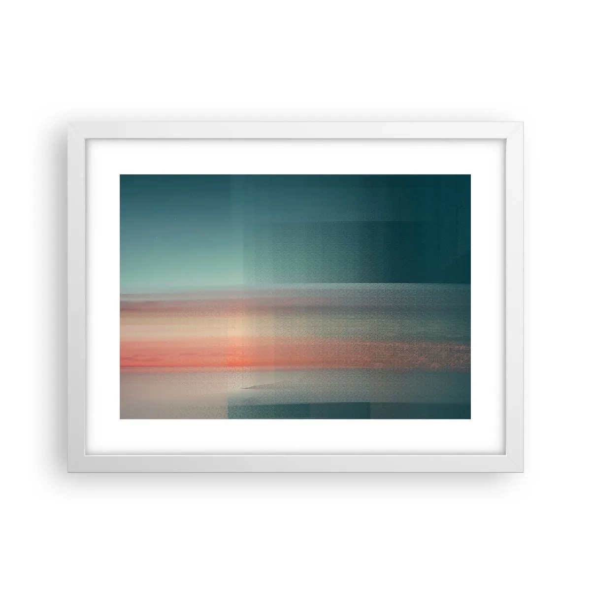 Poster in einem weißen Rahmen - Abstraktion: Lichtwellen - 40x30 cm