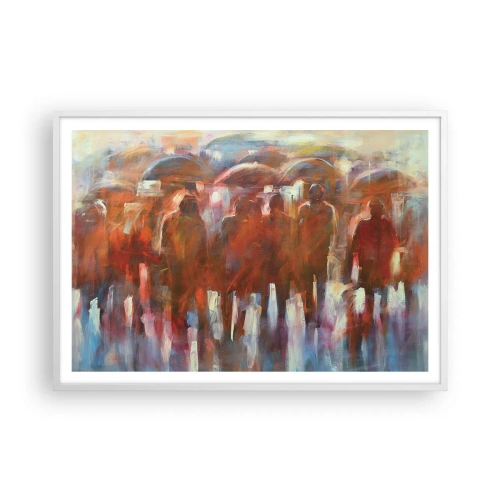 Poster in einem weißen Rahmen - Auch bei Regen und Nebel - 100x70 cm