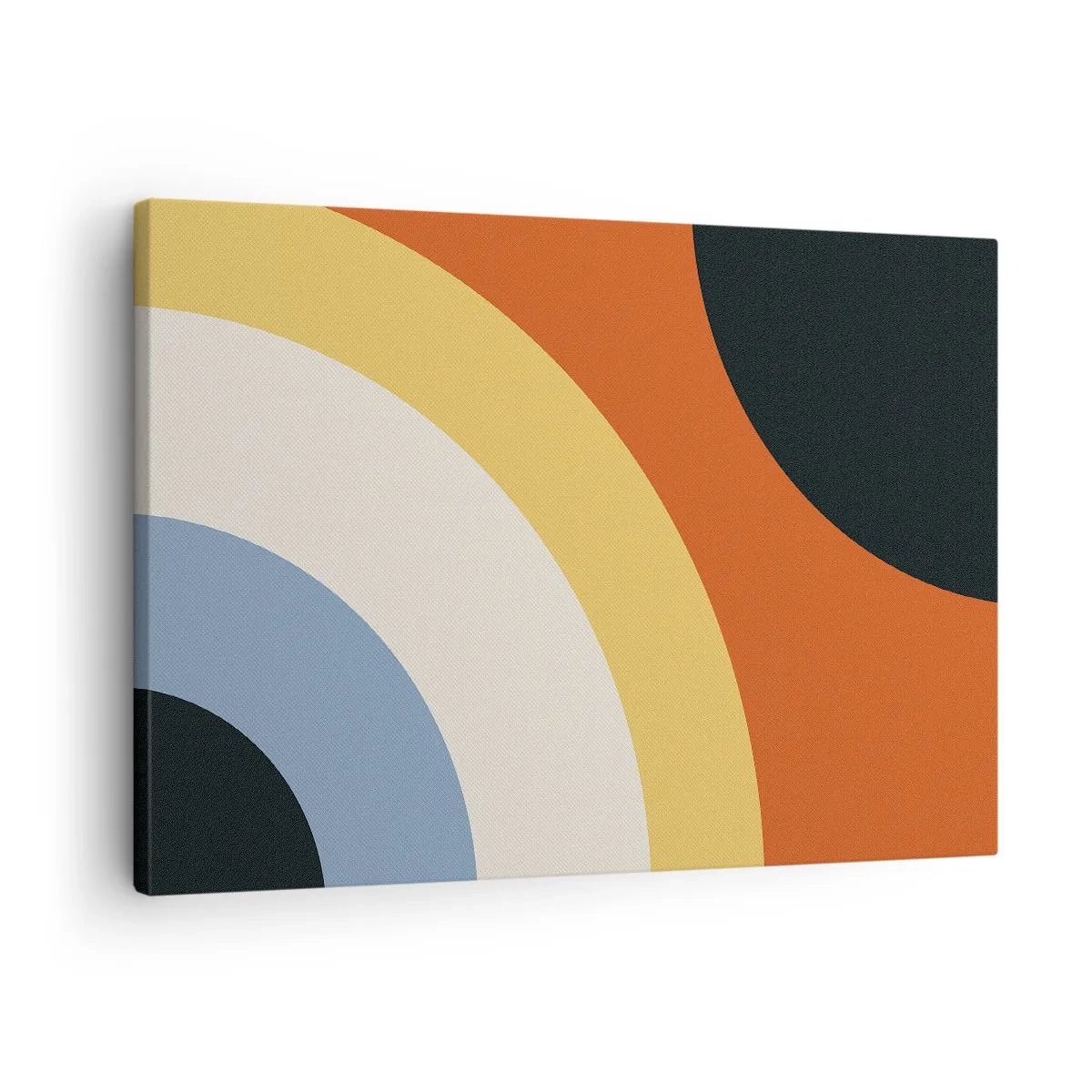 Bild auf Leinwand - Leinwandbild - Abstraktes Kunstwerk mit bunten Bögen und kontrastierenden Kreisen - 70x50cm - Zu mir selbst - Moderne Wanddekoration für Wohnzimmer und Schlafzimmer ARTTOR