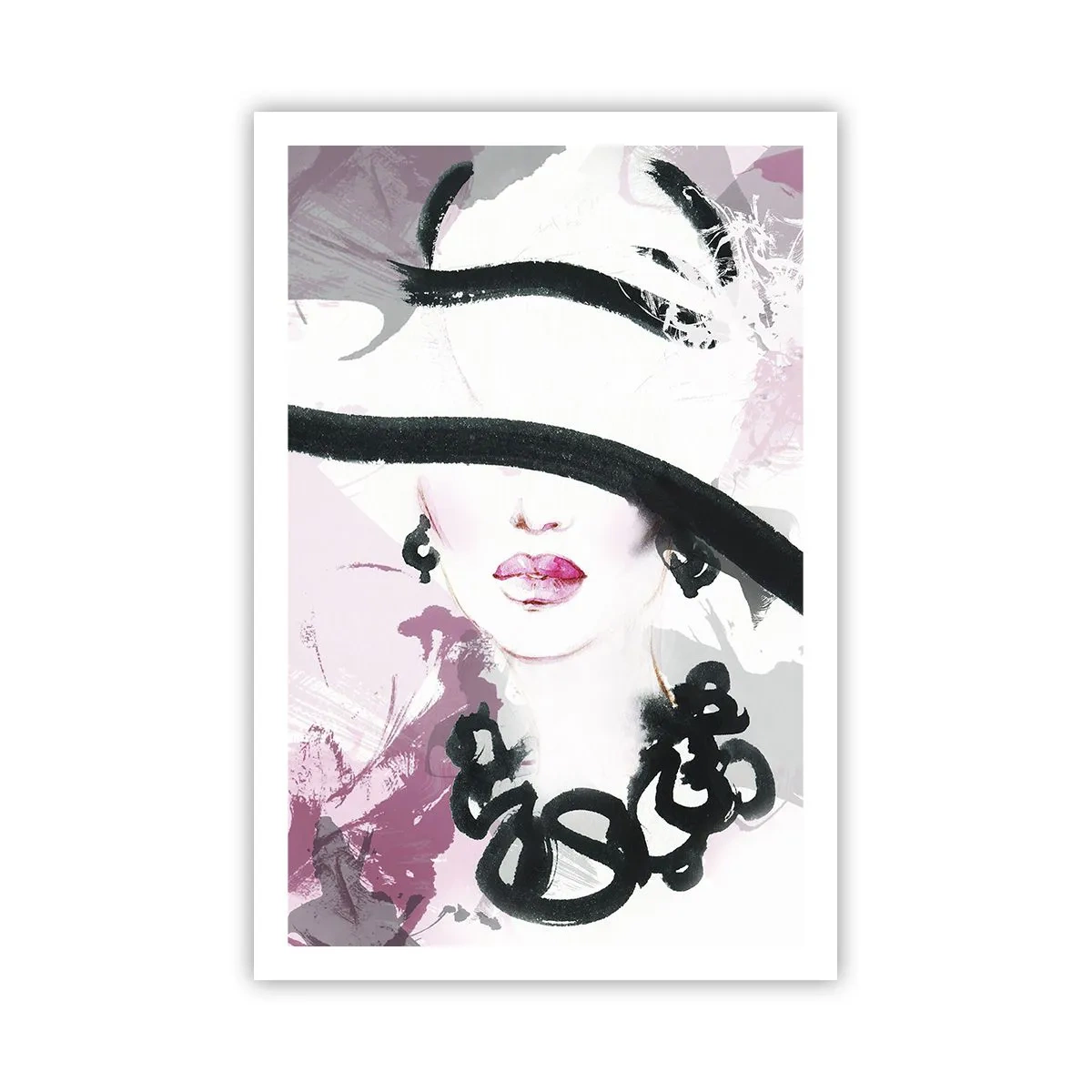Poster - Bildnis einer Dame in Schwarz und Pink - 61x91 cm