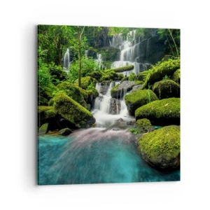 Bild auf Leinwand - Leinwandbild - Türkis, Saphire und flüssiges Silber - 70x70 cm