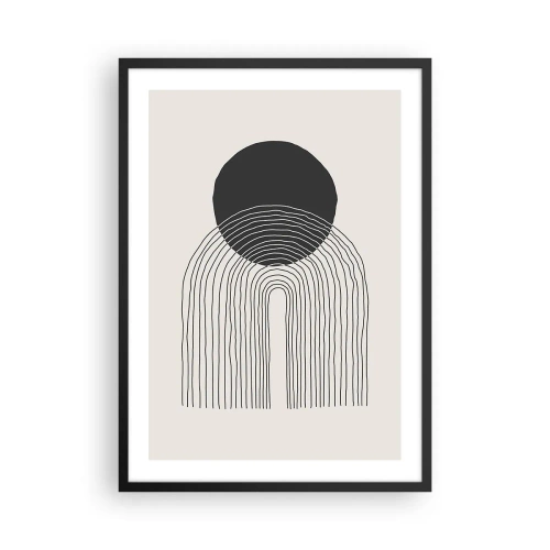 Poster in einem schwarzem Rahmen - Minimalistisches schwarz-weißes Kreis- und Linienmotiv - 50x70cm - Zittern und Vertrauen - Moderne Wanddekoration für Wohnzimmer und Schlafzimmer ARTTOR
